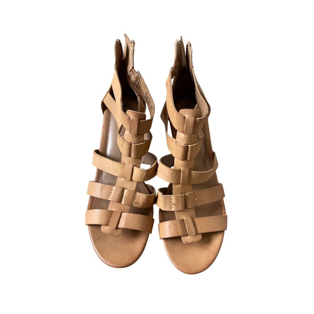 NWOT Anna Massey Women's Brown Wedge Sandals‎ Gladiator Block Heel Size 9